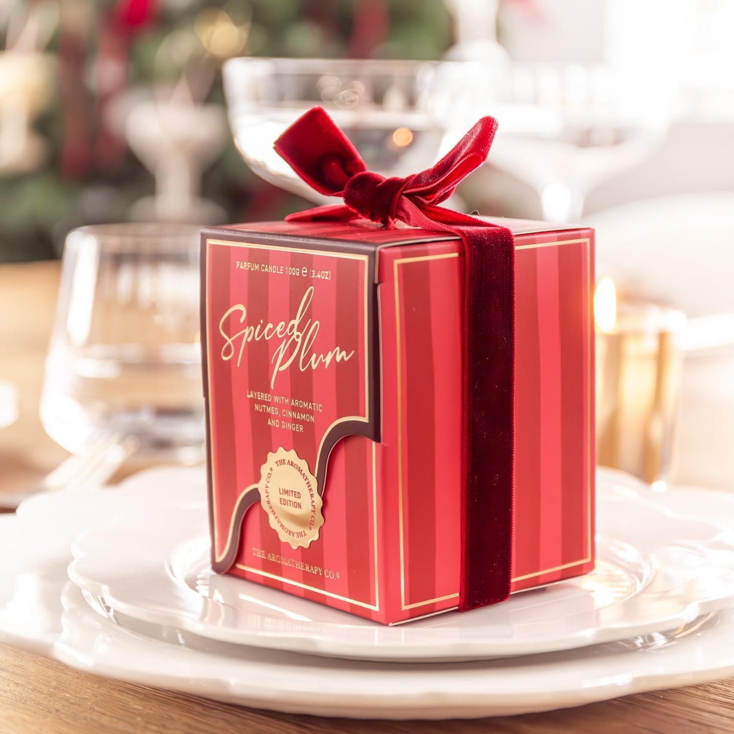 Festive Votive Candle 100g Spiced Plum - The Aromatherapy Company