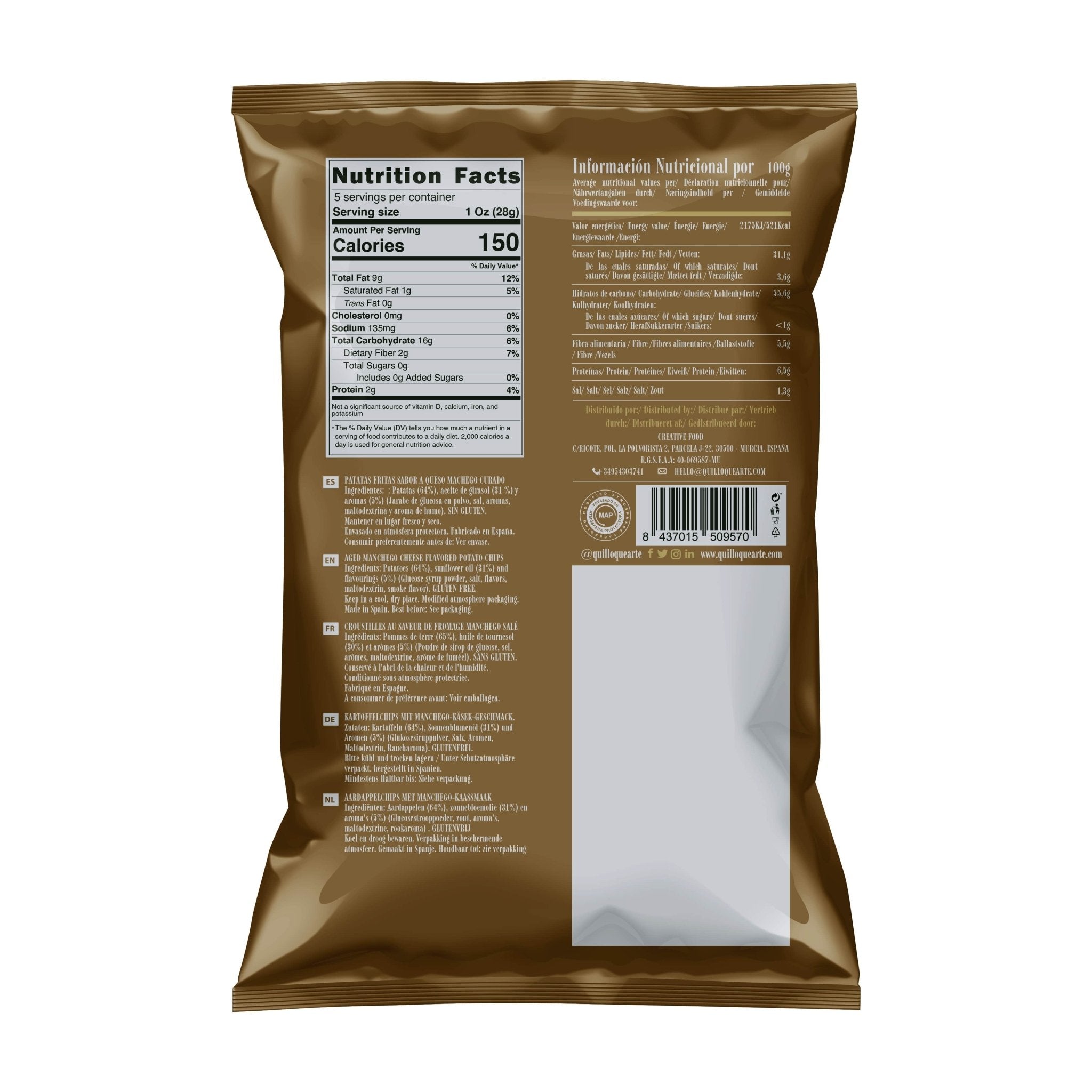 Aged Manchego Cheese Chips 130g - Quillo