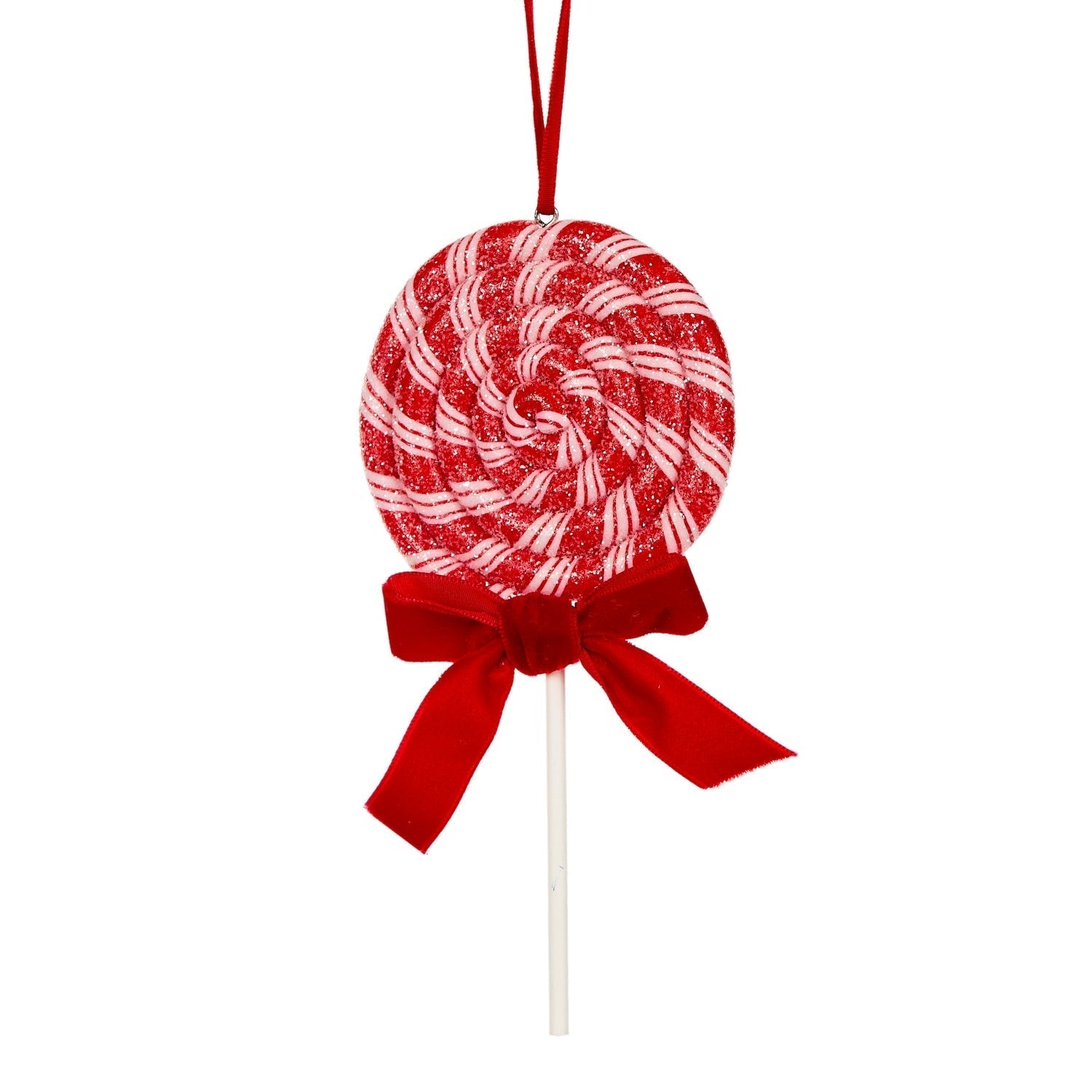 Holly & Ivy Hanging Red & White Swirl Lollipop Ornament